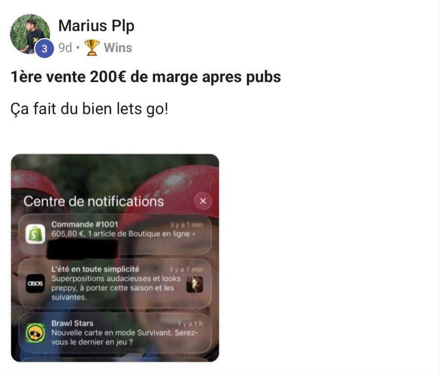 Marius Plp : première vente, 200 € de marge après publicité