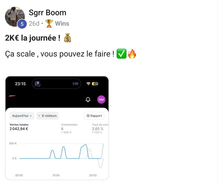 Sgrr Boom : 2 k€ sur la journée