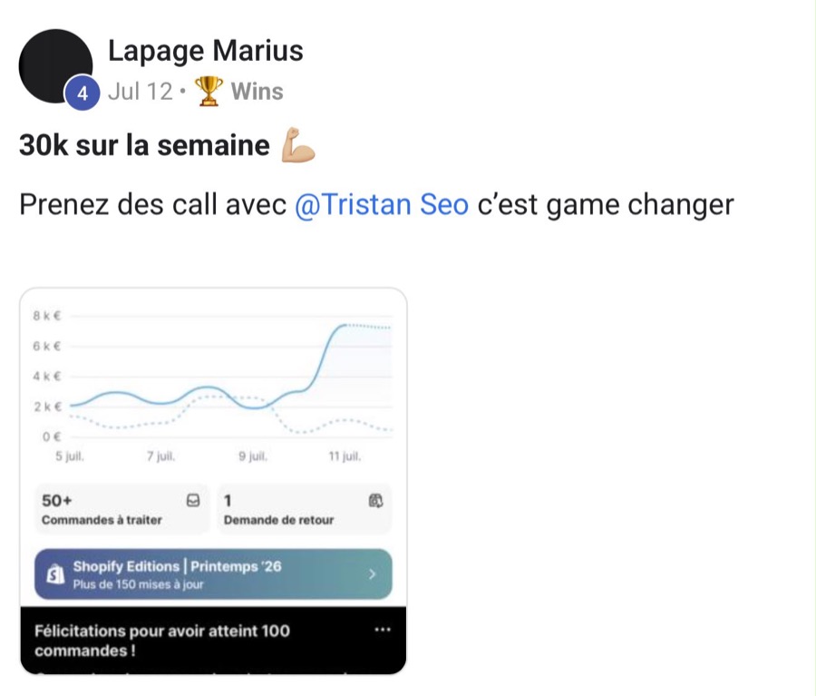 Lapage Marius : 30 k€ sur la semaine
